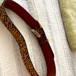 NWT Ralph Lauren Leopard  & Leather Adjustable Belt - Medium. Timeless & superb!